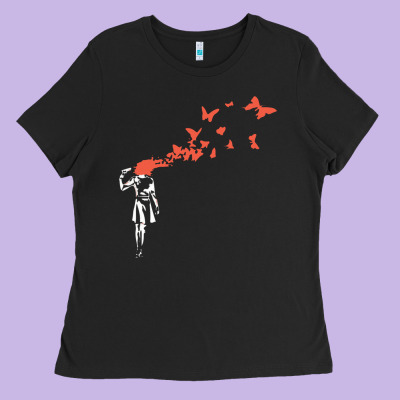 Banksy Headshot Butterfly Ladies Tee Designed By Artchic
