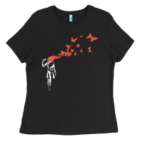 Black banksy headshot butterfly Ladies Tee - ArtChic