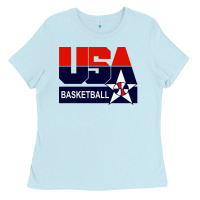 Baby Blue usa basketball Ladies Tee - ArtChic