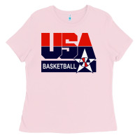 Bubblegum Pink usa basketball Ladies Tee - ArtChic
