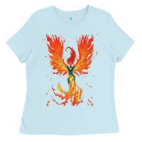 Baby Blue X-Men Jean Grey Phoenix Cosmic Flames Ladies Tee - ArtChic