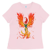Bubblegum Pink X-Men Jean Grey Phoenix Cosmic Flames Ladies Tee - ArtChic