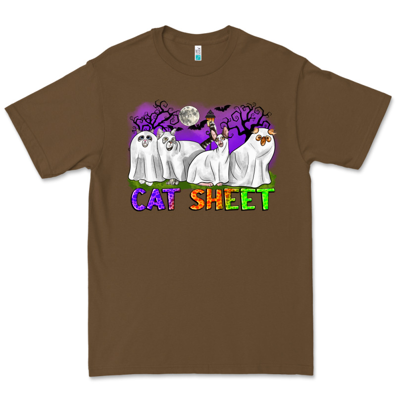 Cat Sheet Ghost Cats Halloween Premium Tee by CowGirlArtShop | Teevron