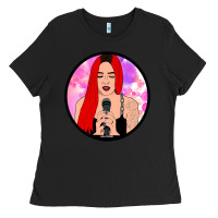 Black red hair girl singing Ladies Tee - ArtChic