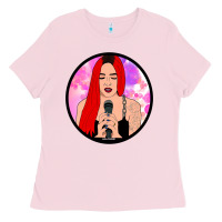 Bubblegum Pink red hair girl singing Ladies Tee - ArtChic