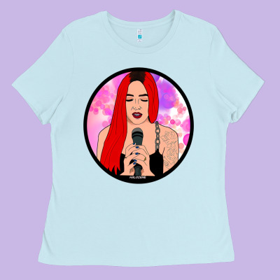 Red Hair Girl Singing Ladies Tee Designed By Artchic