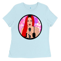 Baby Blue red hair girl singing Ladies Tee - ArtChic