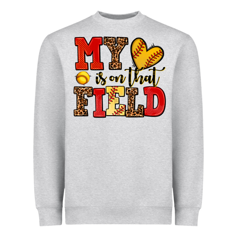My Heart Is On That Field Softball Heavyweight Sweatshirt by AdoDesignShop | Teevron