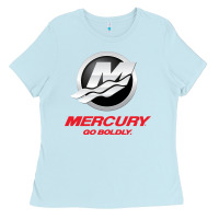 Baby Blue Mercury Marine Outboard Boat Ladies Tee - ArtChic