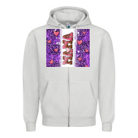 Dove Grey purple leopard pink mama hearts Zipper Hoodie - AdoDesignShop