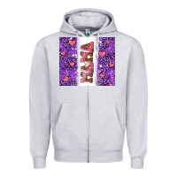 Heather Grey purple leopard pink mama hearts Zipper Hoodie - AdoDesignShop