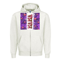 Oatmeal Heather purple leopard pink mama hearts Zipper Hoodie - AdoDesignShop