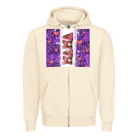 Sandshell purple leopard pink mama hearts Zipper Hoodie - AdoDesignShop