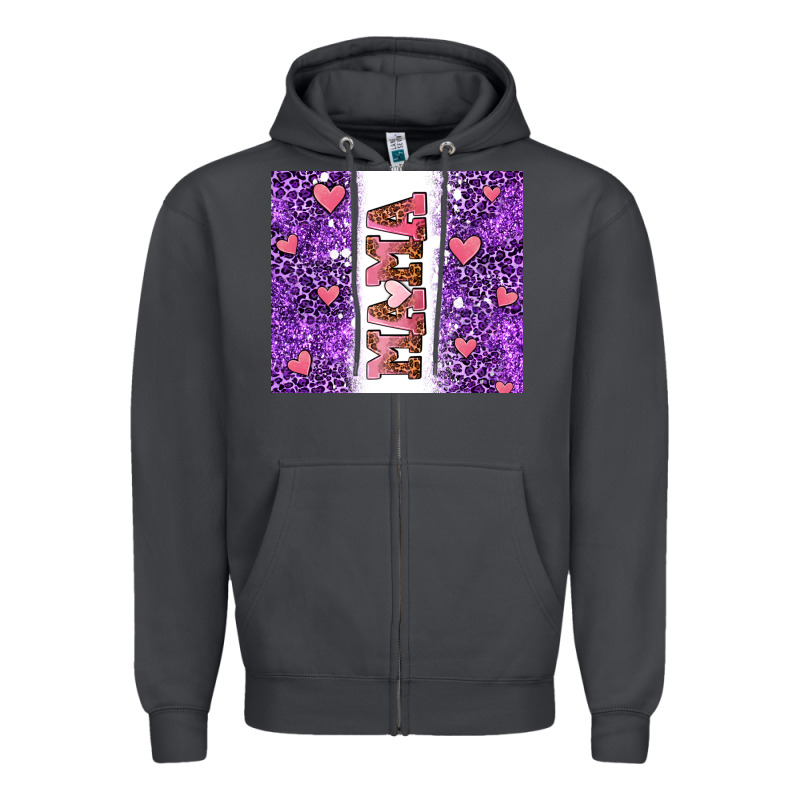 Purple Leopard Pink Mama Hearts Zipper Hoodie by AdoDesignShop | Teevron