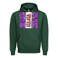 Sports Green purple leopard pink mama hearts Zipper Hoodie - AdoDesignShop