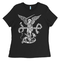 Black st michael archangel catholic angel defend us Ladies Tee - ArtChic
