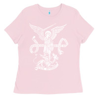 Bubblegum Pink st michael archangel catholic angel defend us Ladies Tee - ArtChic