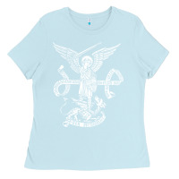 Baby Blue st michael archangel catholic angel defend us Ladies Tee - ArtChic
