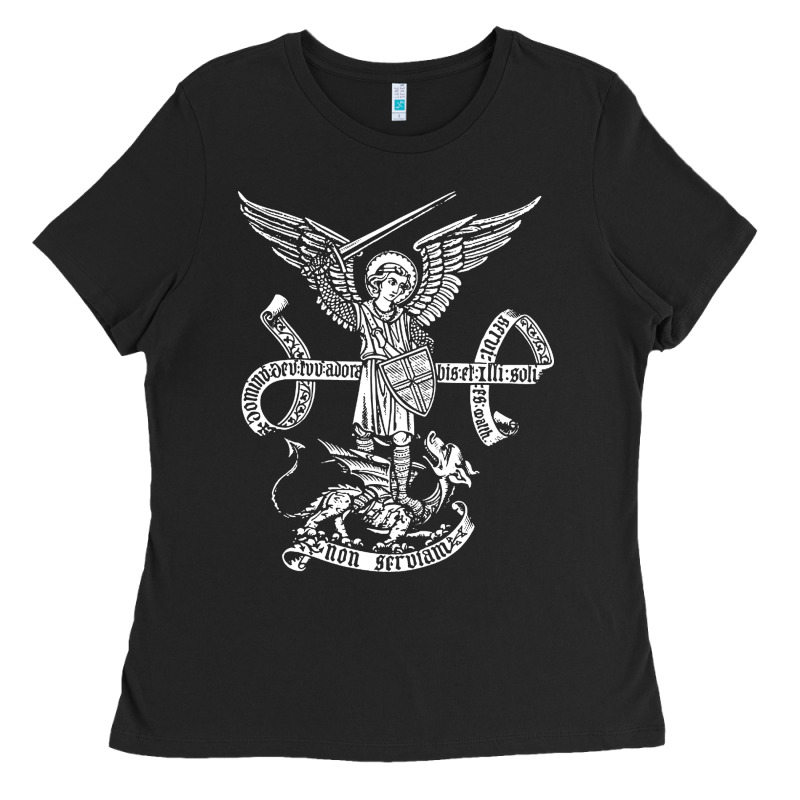 St Michael Archangel Catholic Angel Defend Us Ladies Tee by ArtChic | Teevron