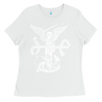 White st michael archangel catholic angel defend us Ladies Tee - ArtChic