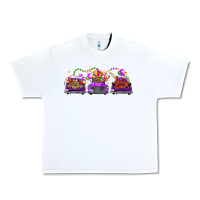 White Mardi Gras Farm Trucks Urban Heavy Tee - FaDigitalArtStudio