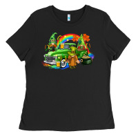 St. Patrick's Day Truck With Gnomies Ladies Tee | Teevron