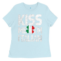 Baby Blue Kiss Me I'm Italian Ladies Tee - ArtChic