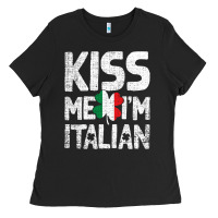 Black Kiss Me I'm Italian Ladies Tee - ArtChic