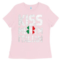 Bubblegum Pink Kiss Me I'm Italian Ladies Tee - ArtChic