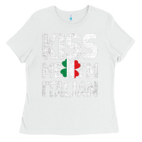 White Kiss Me I'm Italian Ladies Tee - ArtChic