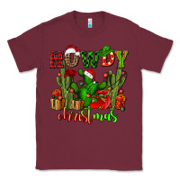Burgundy howdy christmas with cactusses Classic Tee - CowGirlArtShop