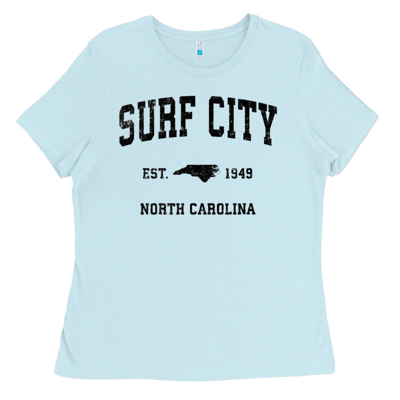 Surf City North Carolina Nc Vintage Sports Design Black Prin Ladies Tee by StudioElite | Teevron