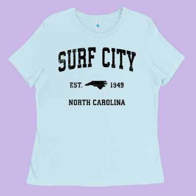 Surf City North Carolina Nc Vintage Sports Design Black Prin Ladies Tee Designed By Studioelite