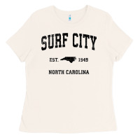 Bone Surf City North Carolina Nc Vintage Sports Design Black Prin Ladies Tee - StudioElite