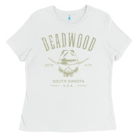 White deadwood south dakota usa distressed skull design souvenir premium t s Ladies Tee - StudioElite