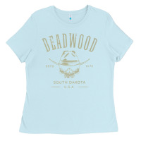 Baby Blue deadwood south dakota usa distressed skull design souvenir premium t s Ladies Tee - StudioElite