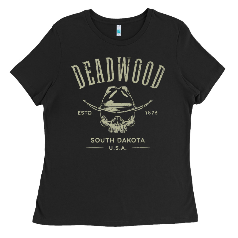 Deadwood South Dakota Usa Distressed Skull Design Souvenir Premium T S Ladies Tee by StudioElite | Teevron