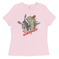 Bubblegum Pink trust the government skull native american chief native t shirt Ladies Tee - StudioElite