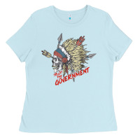 Baby Blue trust the government skull native american chief native t shirt Ladies Tee - StudioElite