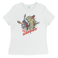 White trust the government skull native american chief native t shirt Ladies Tee - StudioElite