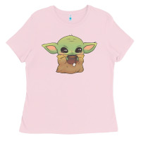 Bubblegum Pink Baby yoda Ladies Tee - StudioElite
