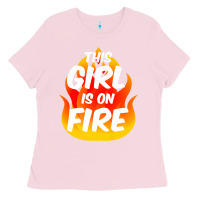 Bubblegum Pink This Girl Is On Fire Fierce Lady Woman Power Go Girls Fiery Ladies Tee - StudioElite