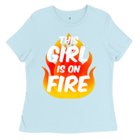 Baby Blue This Girl Is On Fire Fierce Lady Woman Power Go Girls Fiery Ladies Tee - StudioElite