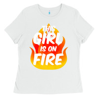 White This Girl Is On Fire Fierce Lady Woman Power Go Girls Fiery Ladies Tee - StudioElite