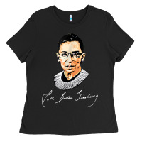 Black rbg ruth bader ginsburg feminist t shirt   signature art Ladies Tee - StudioElite
