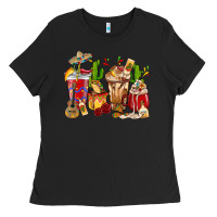 Black Cino De Mayo coffee cups Mexico Ladies Tee - HowdyJamesFarm