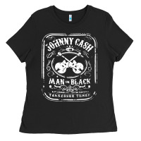 Black johnny cash man in black Ladies Tee - StudioElite