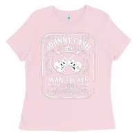 Bubblegum Pink johnny cash man in black Ladies Tee - StudioElite