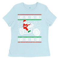 Baby Blue santa ridin motocycle Ladies Tee - StudioElite