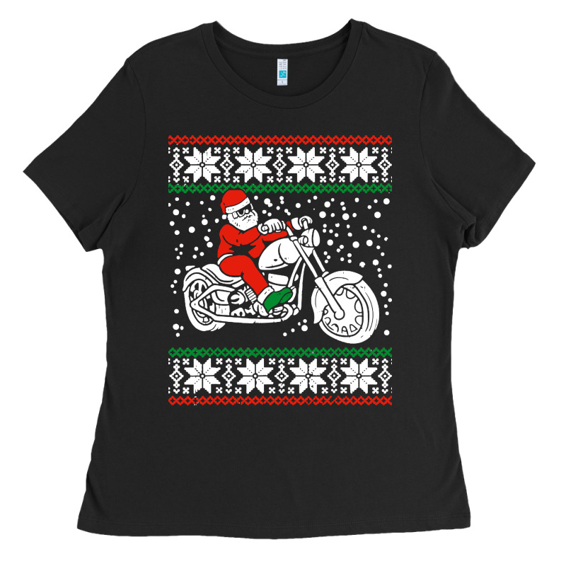 Santa Ridin Motocycle Ladies Tee by StudioElite | Teevron